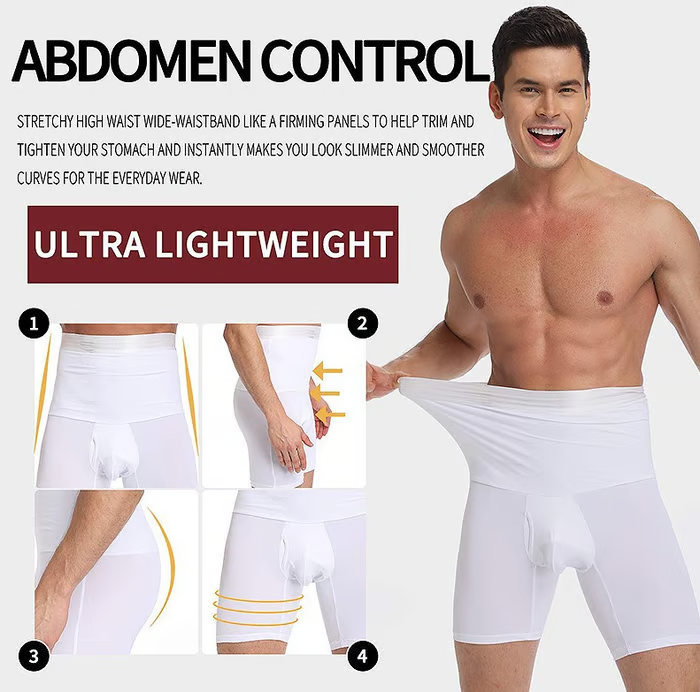 Men's High Waist Shapewear Boxer Briefs