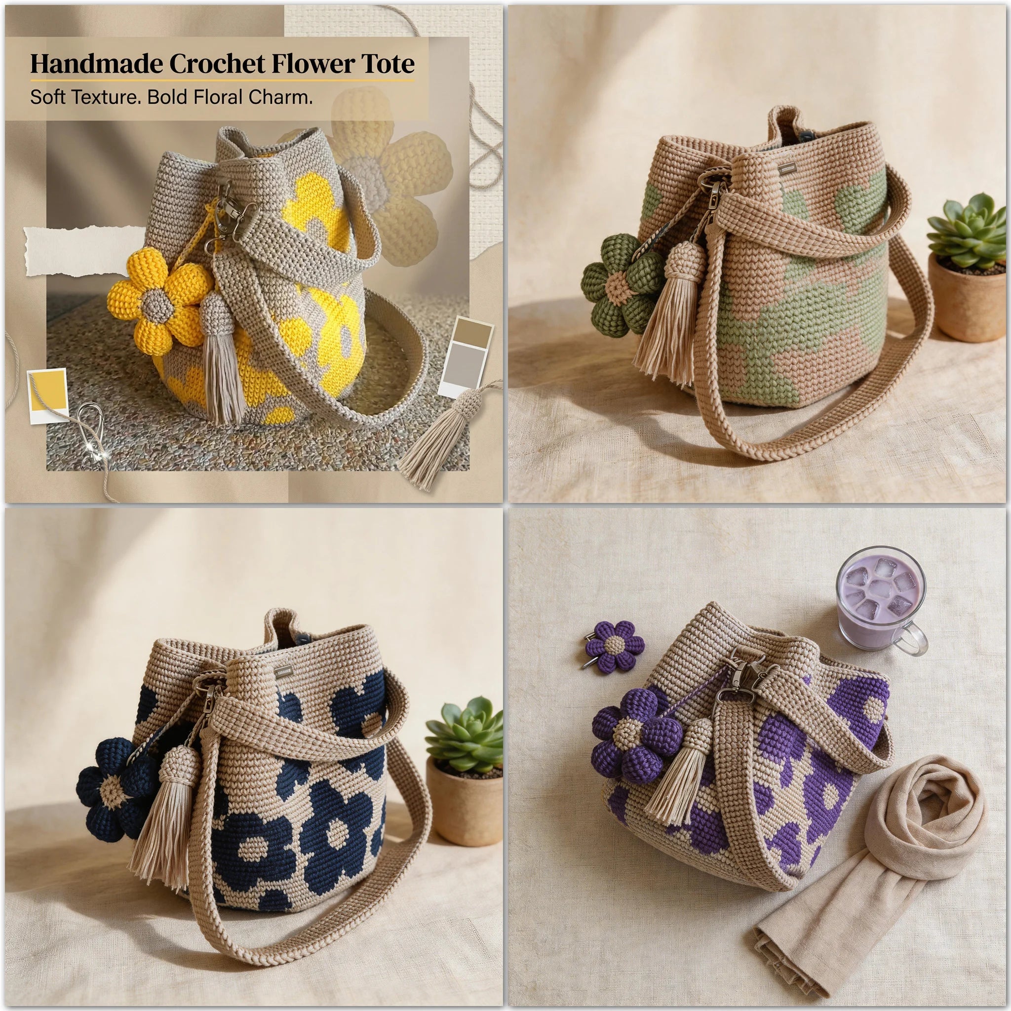 Handmade Crochet Flower Tote 🌼✨A wearable piece of handmade art