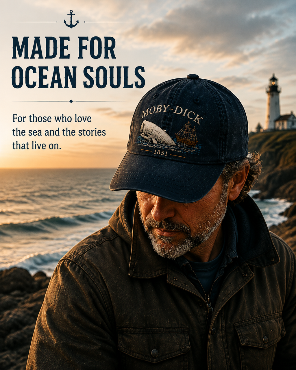 Moby-Dick™ Vintage-Print Hat | Whale and Nautical Culture-Themed Hat