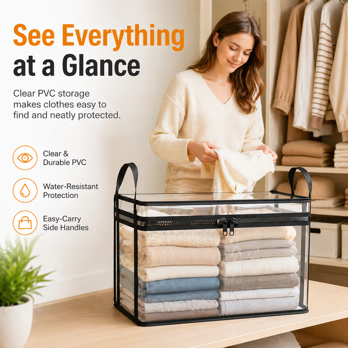 Clear PVC Storage Bins with Handles –🧸 for Books, Toys, Media, & Organizing