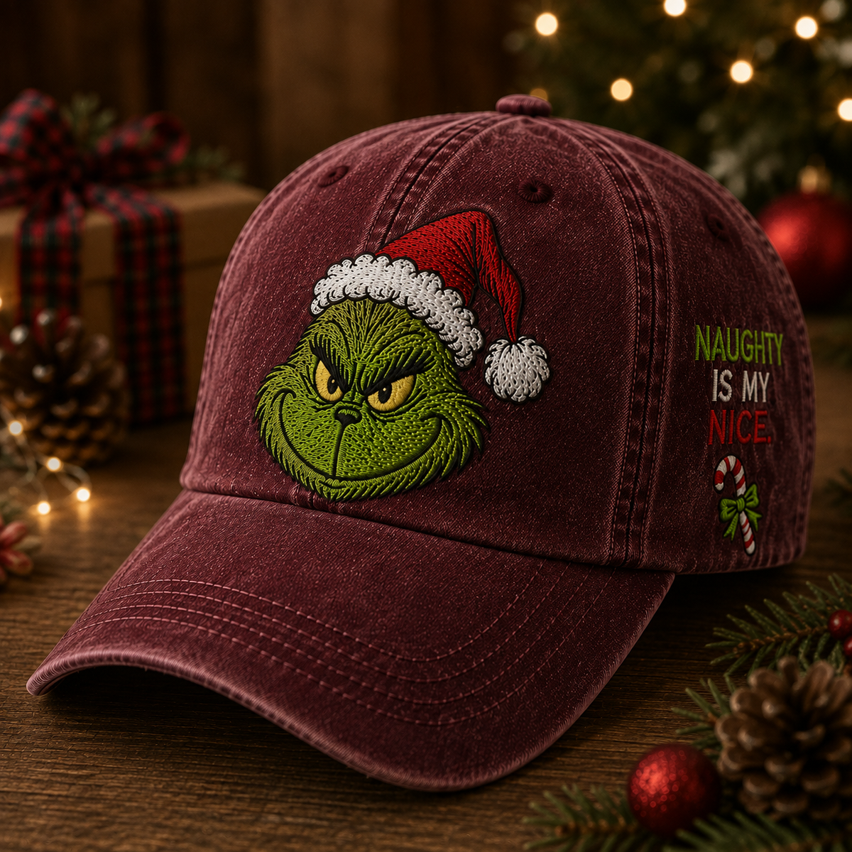Naughty Is My Nice Vintage Christmas Cap