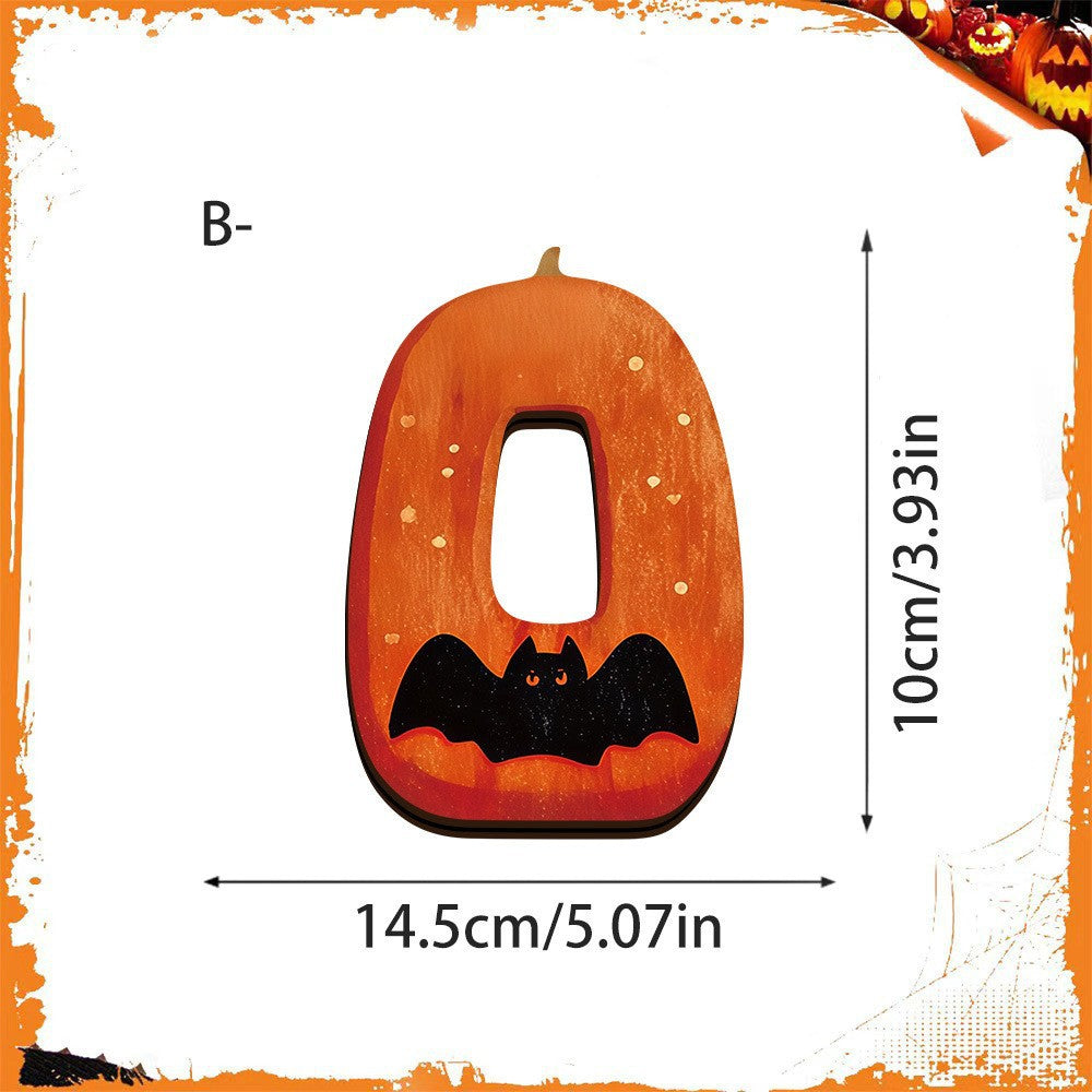 Halloween Wooden "BOO" Tabletop Decoration with Ghost and Bat Motifs