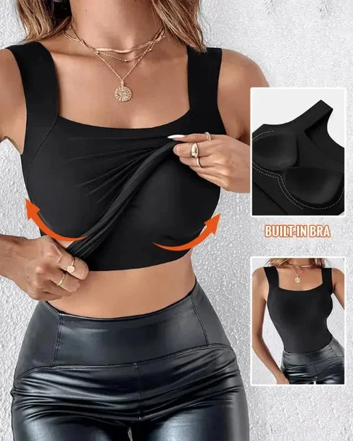 Buy 1 Get 2nd 30% OFF💐Women's U Neck Shapewear Built-in Bra Tank High Strechy Sleeveless Slim Fit Tops Camisole