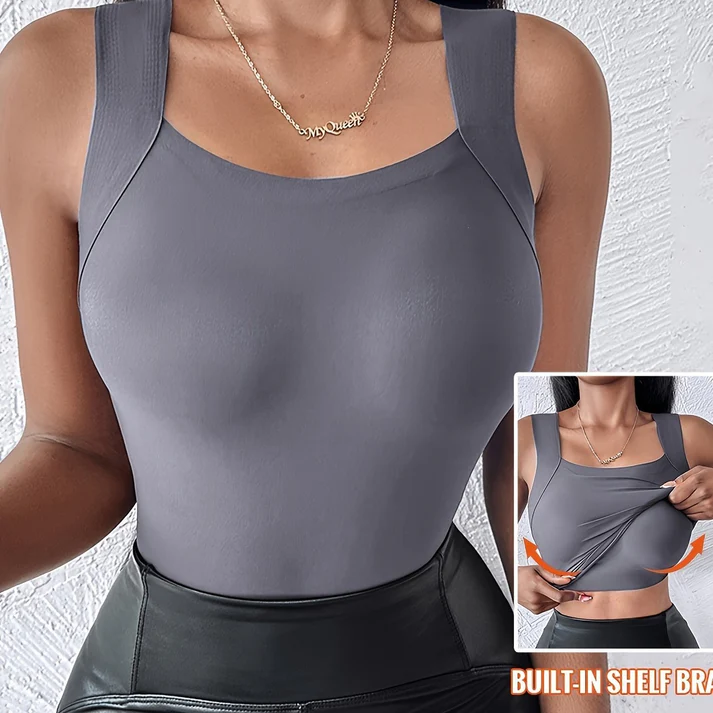 🏆Last Day Special Price ＄12.99💐Women's U Neck Thermal Tank Tops with Built-In Bra