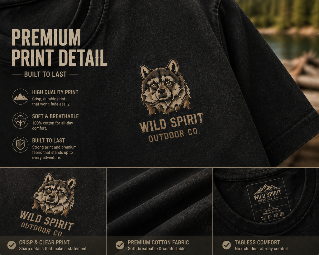 Wild Spirit™ Wolf Outdoor T-Shirt | Vintage Wilderness Graphic Tee