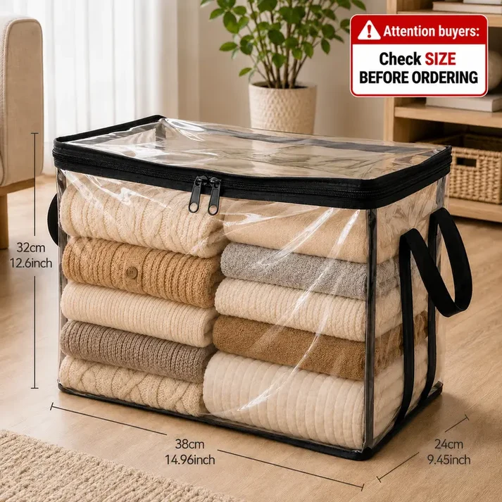 Clear PVC Storage Bins with Handles –🧸 for Books, Toys, Media, & Organizing