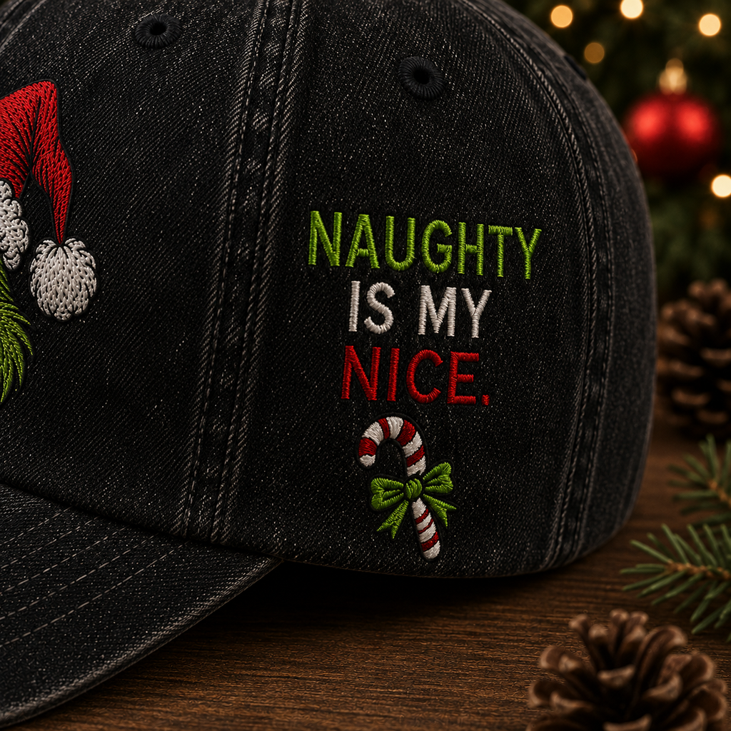 Naughty Is My Nice Vintage Christmas Cap