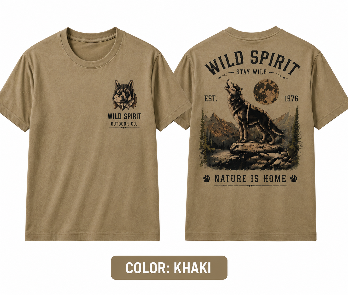 Wild Spirit™ Wolf Outdoor T-Shirt | Vintage Wilderness Graphic Tee