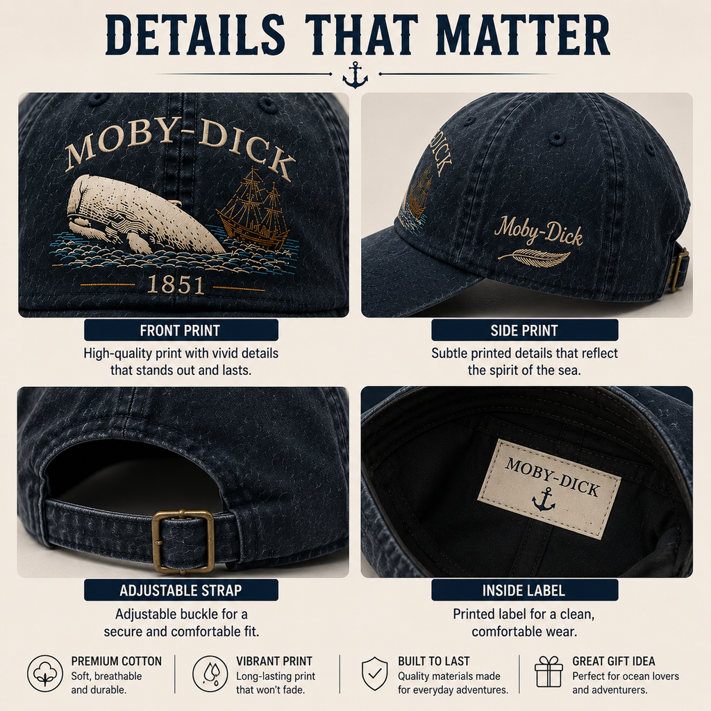 Moby-Dick™ Vintage-Print Hat | Whale and Nautical Culture-Themed Hat