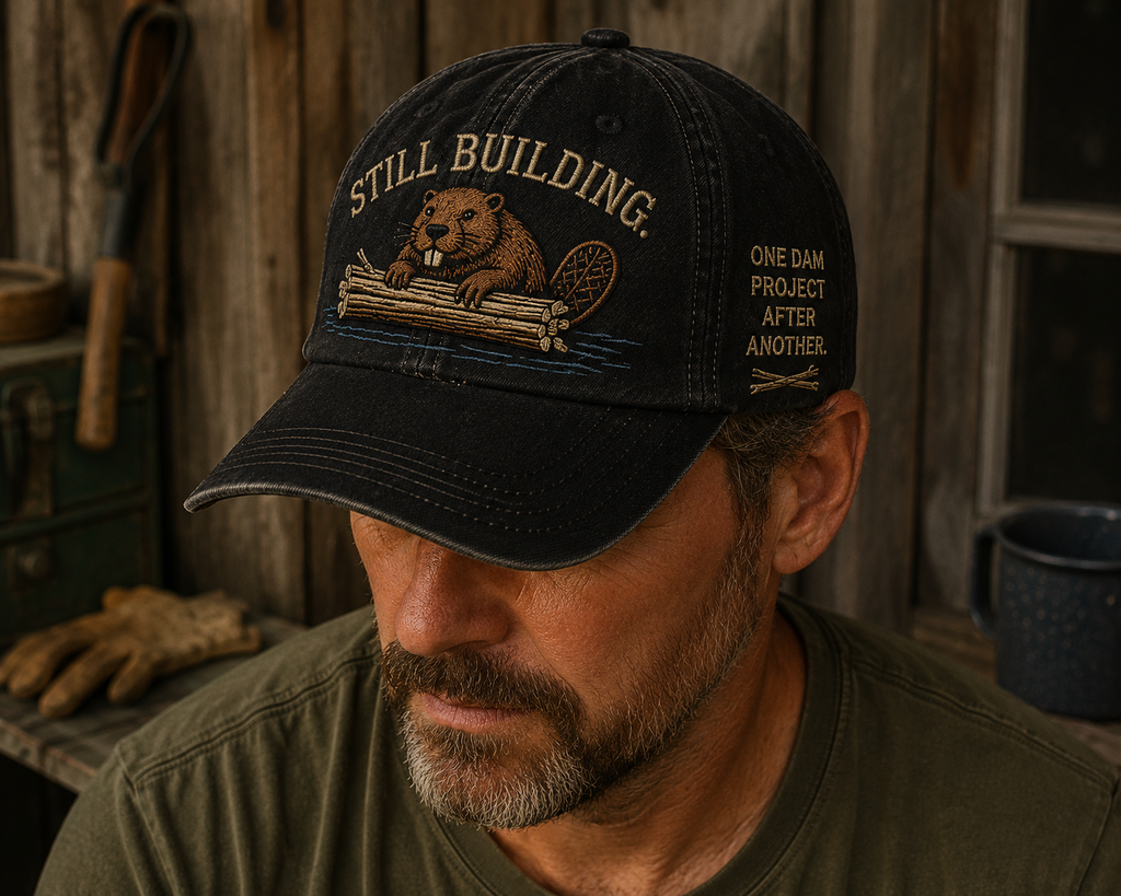 Still Building Beaver Embroidered Cap | One Dam Project After Another