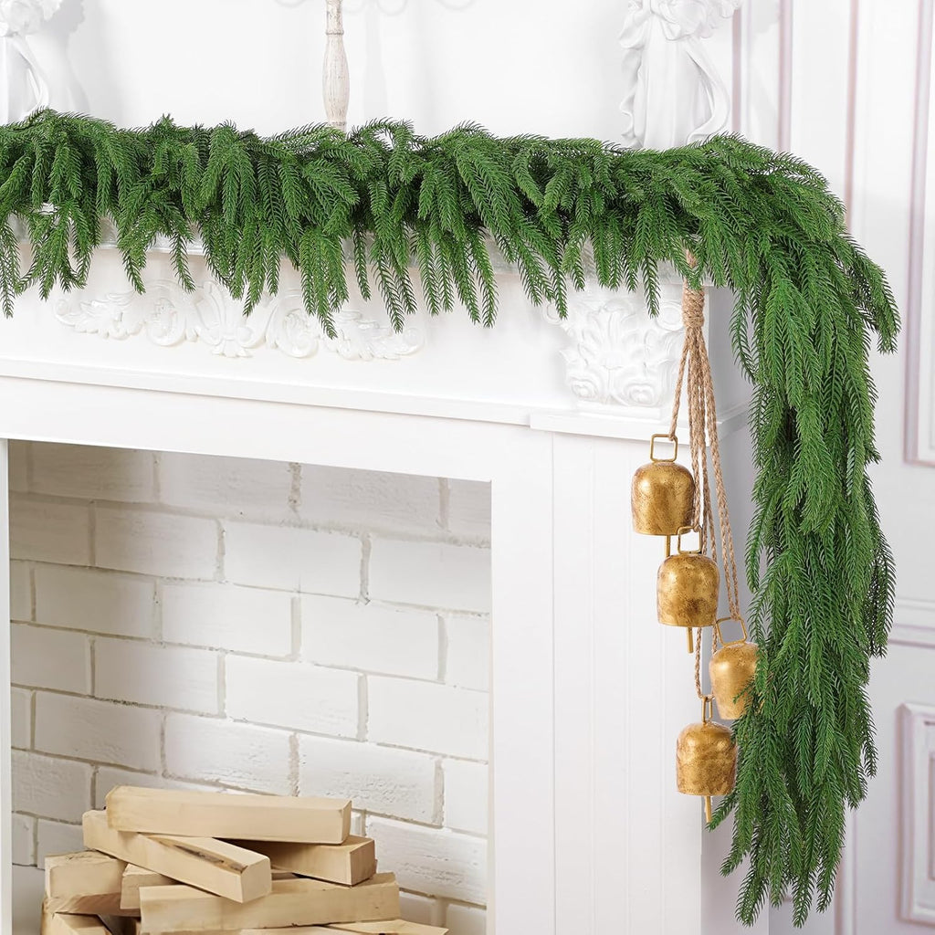 6-foot artificial Norfolk Pine garland featuring realistic-touch winter pine foliage.