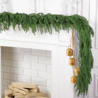 6-foot artificial Norfolk Pine garland featuring realistic-touch winter pine foliage.