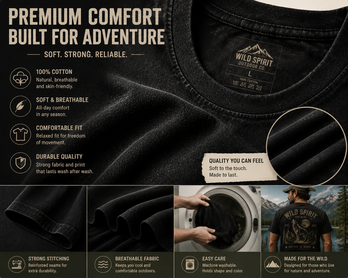 Wild Spirit™ Wolf Outdoor T-Shirt | Vintage Wilderness Graphic Tee