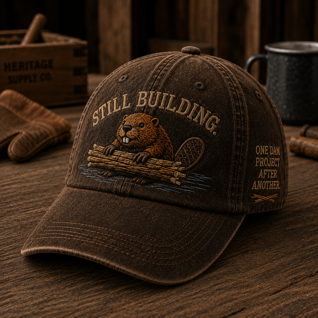 Still Building Beaver Embroidered Cap | One Dam Project After Another