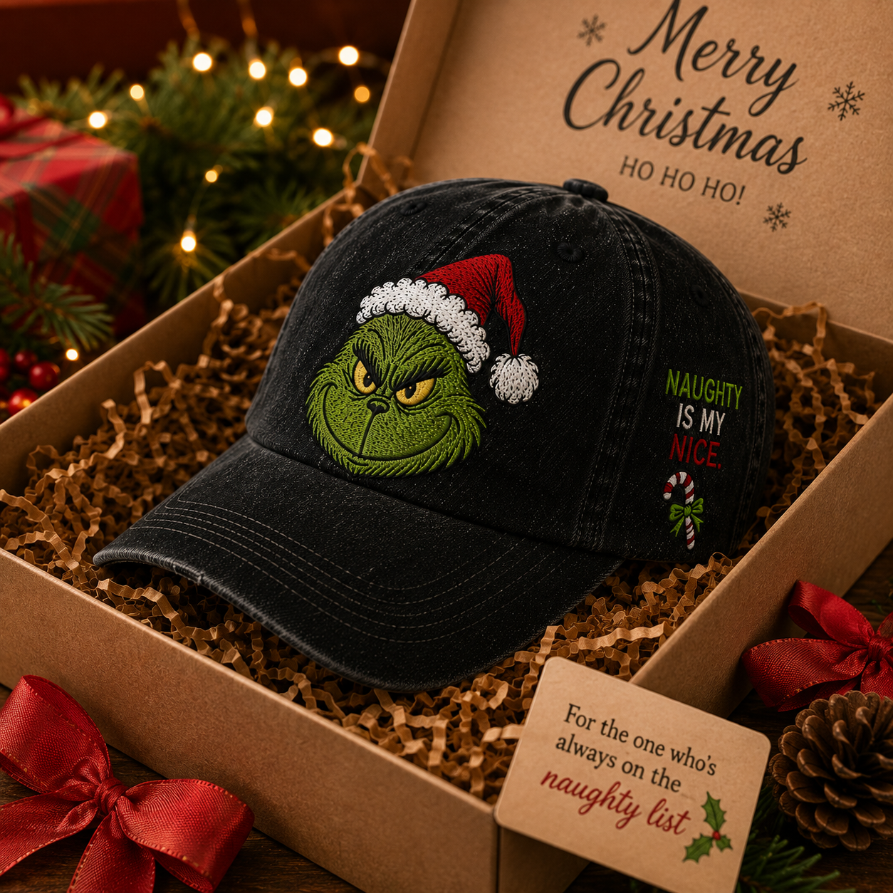 Naughty Is My Nice Vintage Christmas Cap