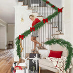6-foot artificial Norfolk Pine garland featuring realistic-touch winter pine foliage.