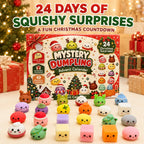 2026 Christmas Advent Calendar with 24 Mini Dumpling Squishies, Glitter Squeeze Toy Countdown Calendar, Holiday Gift for Kids