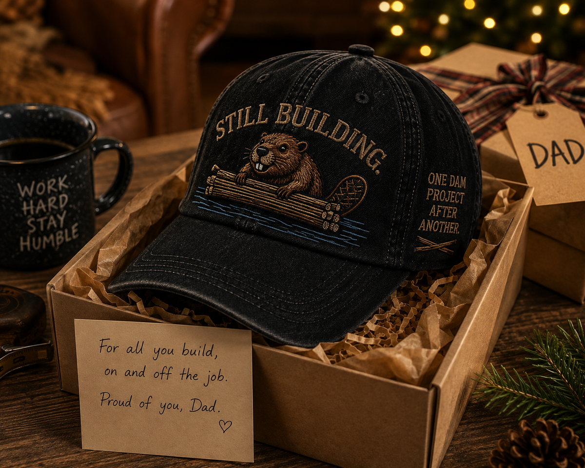 Still Building Beaver Embroidered Cap | One Dam Project After Another