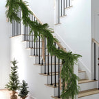 6-foot artificial Norfolk Pine garland featuring realistic-touch winter pine foliage.