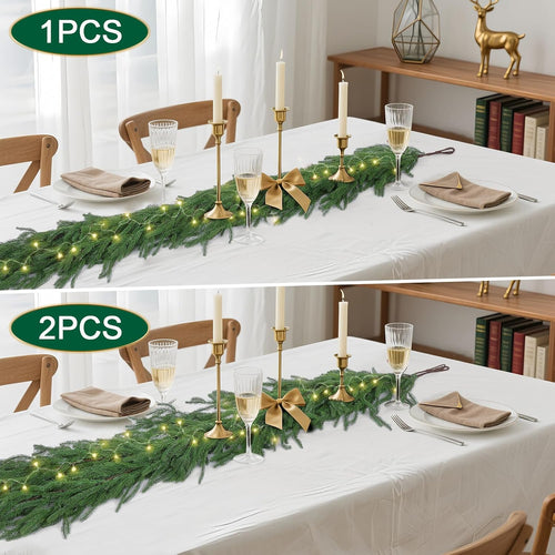 6-foot artificial Norfolk Pine garland featuring realistic-touch winter pine foliage.