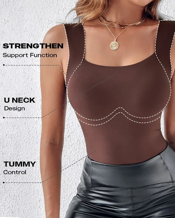 🏆Last Day Special Price ＄12.99💐Women's U Neck Thermal Tank Tops with Built-In Bra