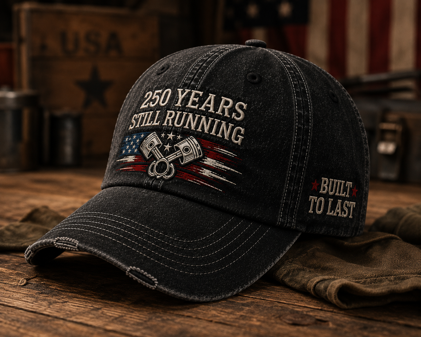 250 Years. Still Running.™ — American Heritage Vintage Cap