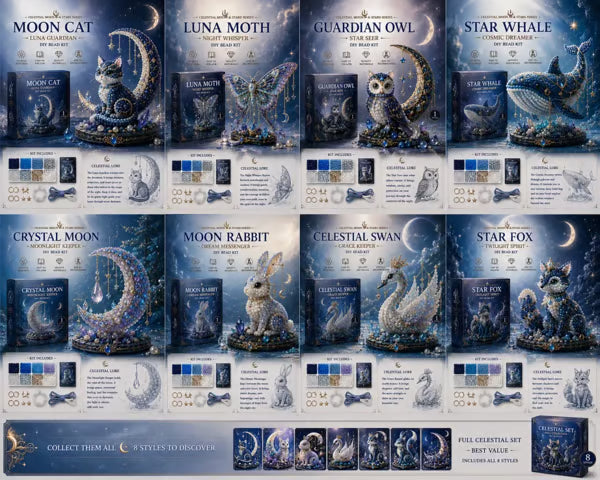 🌙 Moon Cat DIY Bead Kit | Create Your Own Magical Celestial Cat Art