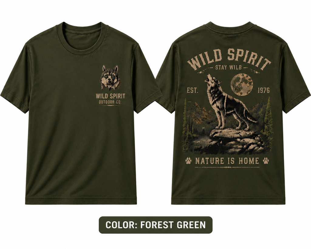 Wild Spirit™ Wolf Outdoor T-Shirt | Vintage Wilderness Graphic Tee