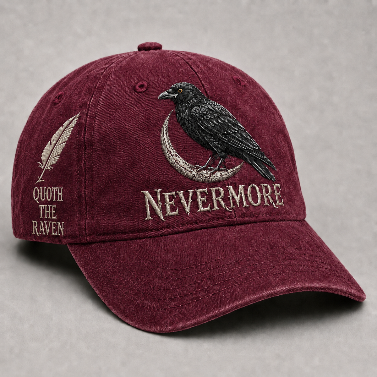 ⬛🐦Nevermore Raven Vintage Hand-Embroidered Hat | Gothic Dark Academia Style Hat