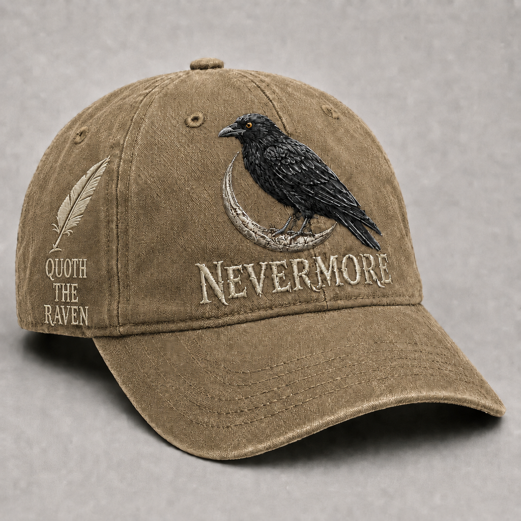 ⬛🐦Nevermore Raven Vintage Hand-Embroidered Hat | Gothic Dark Academia Style Hat