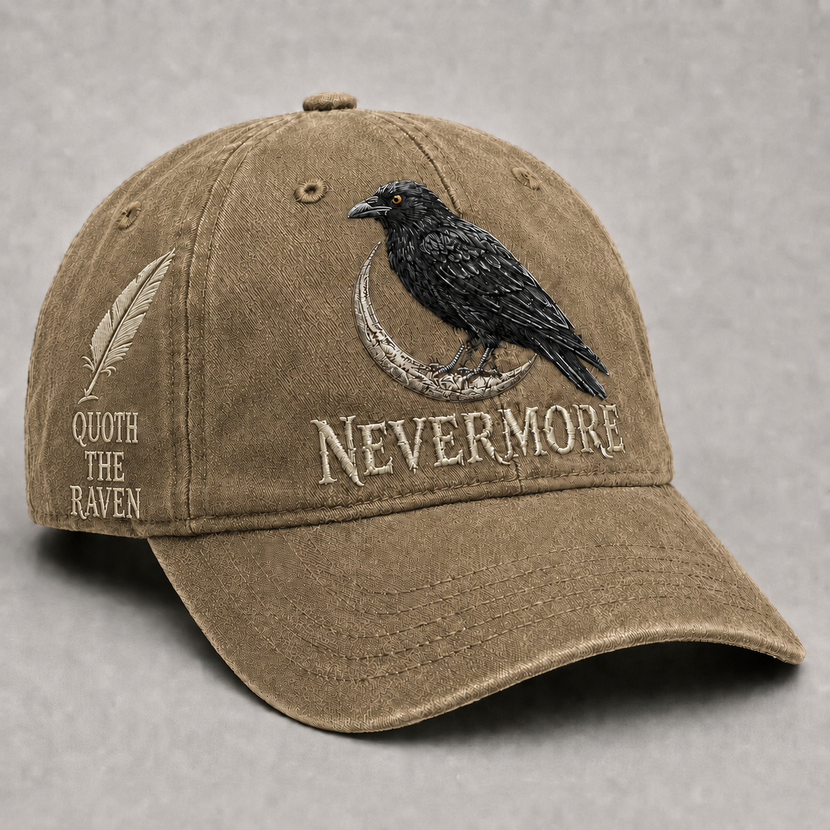 ⬛🐦Nevermore Raven Vintage Hand-Embroidered Hat | Gothic Dark Academia Style Hat