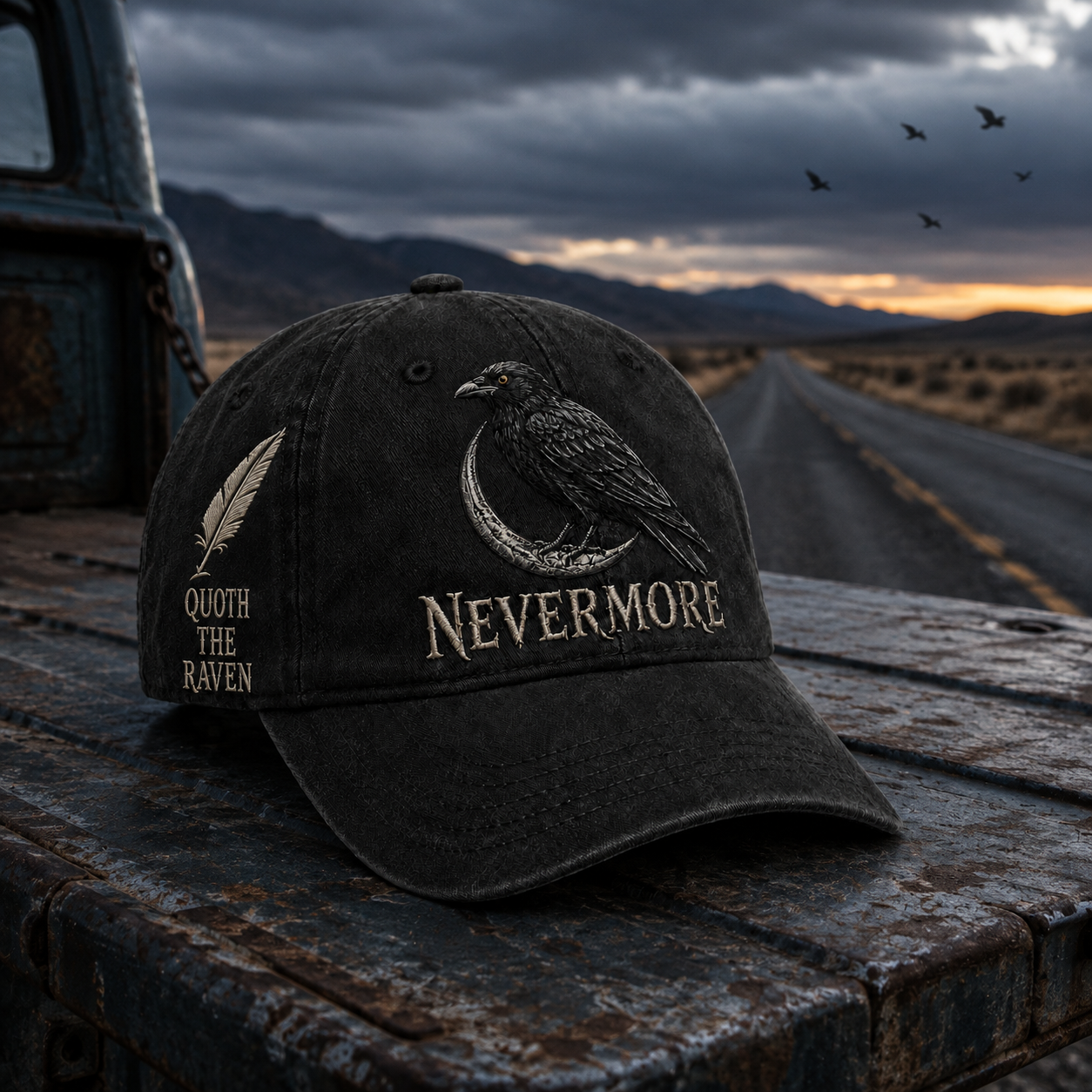 ⬛🐦Nevermore Raven Vintage Hand-Embroidered Hat | Gothic Dark Academia Style Hat