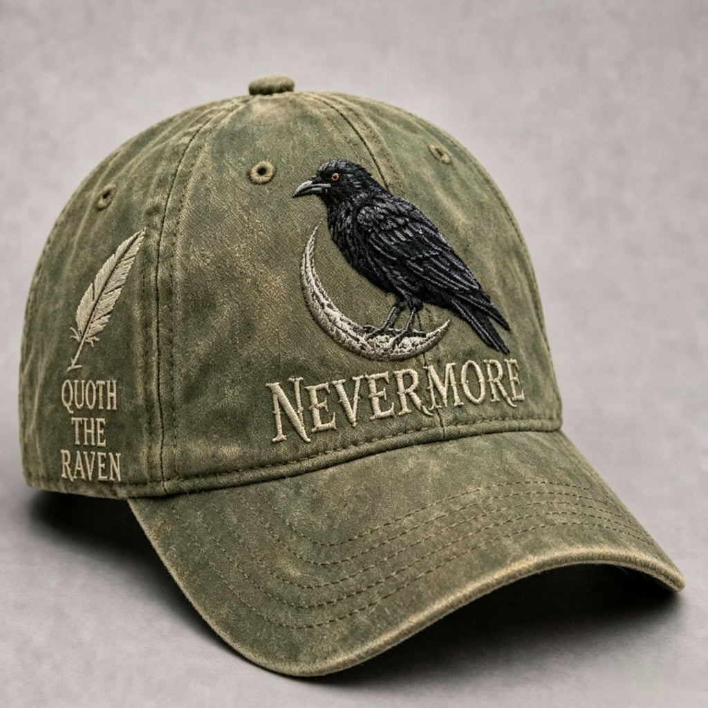 ⬛🐦Nevermore Raven Vintage Hand-Embroidered Hat | Gothic Dark Academia Style Hat