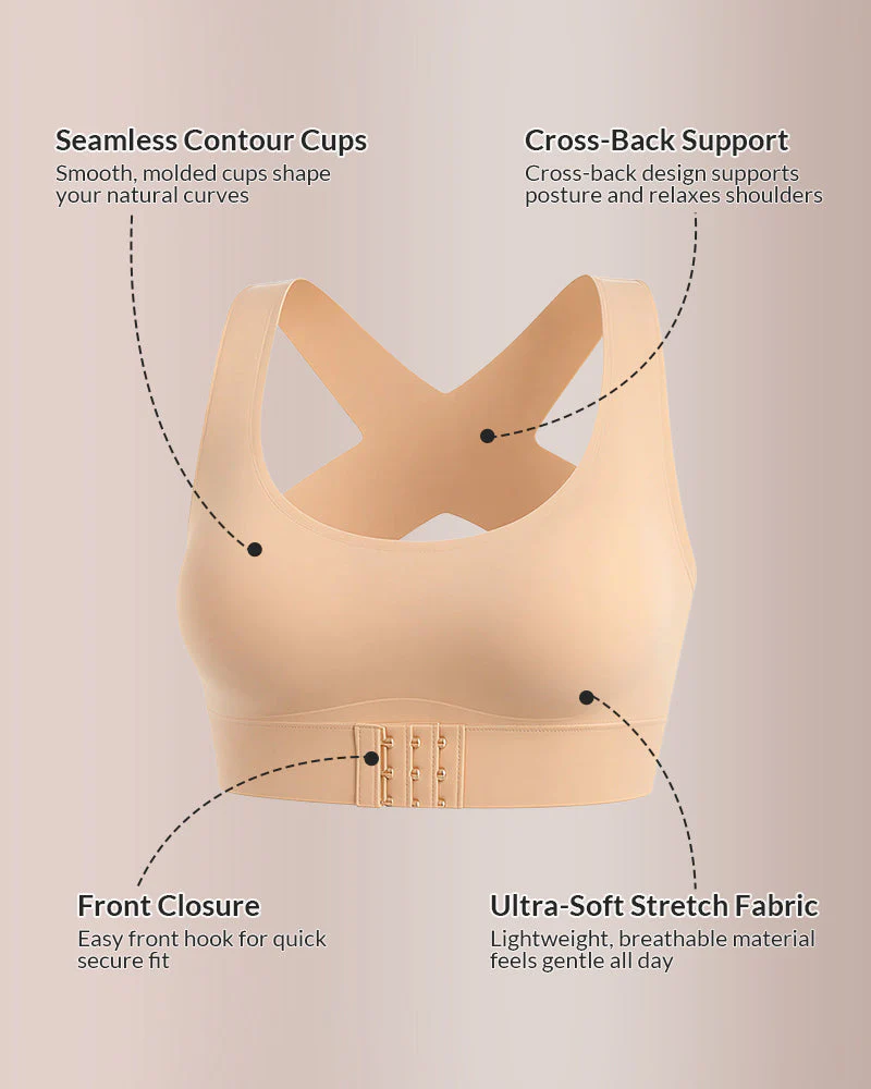 🏆Buy one get one free!🔥Front Closure Cross-Back Wireless Posture Bra