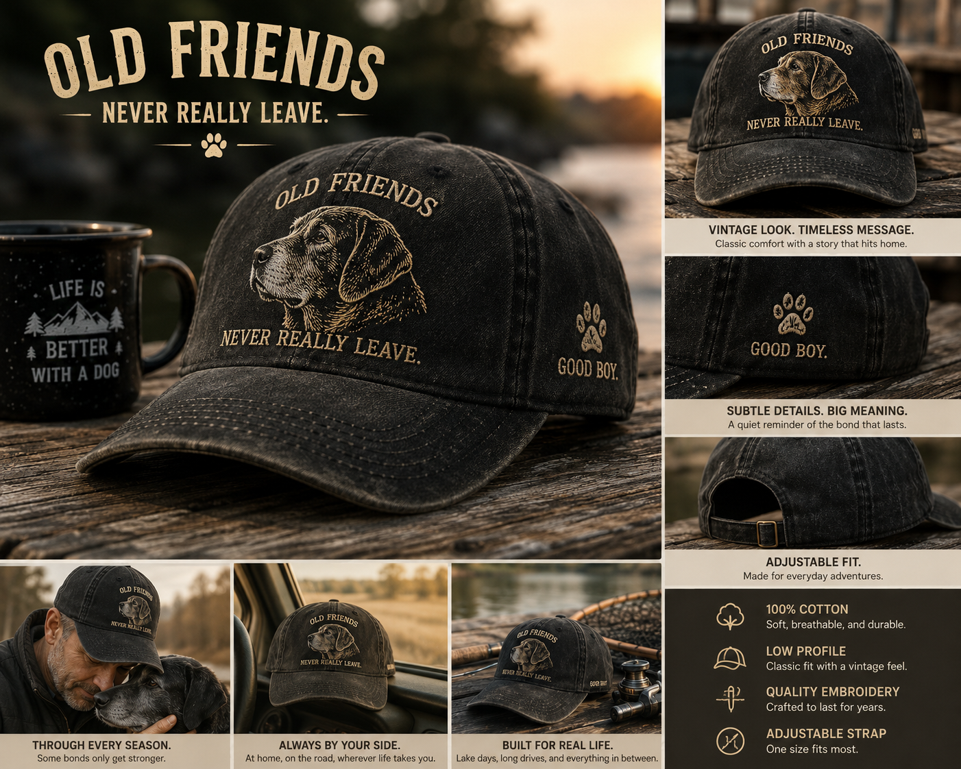 Old Friends Vintage Cap – A Tribute to the Dogs Who Never Really Leave
