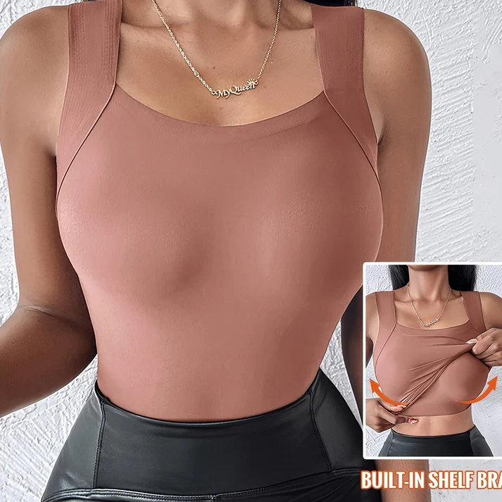 🏆Last Day Special Price ＄12.99💐Women's U Neck Thermal Tank Tops with Built-In Bra
